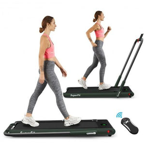 2-in-1 Folding Treadmill with RC Bluetooth Speaker LED Display - Self Care Fitnezz