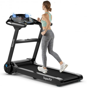 Folding Running Treadmill w/ LED Touch Display-Black (2.25HP) - Self Care Fitnezz